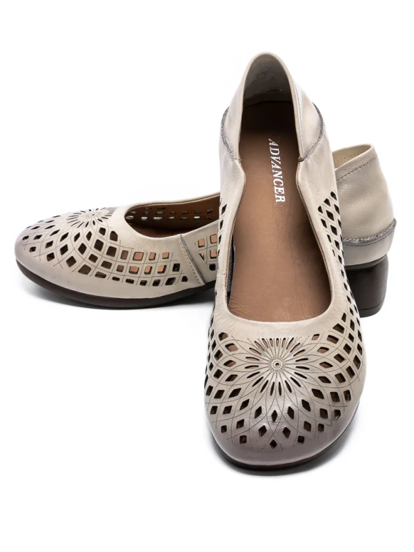 Pantofi cu Toc Gros 5889 CREAM | ADVANCER