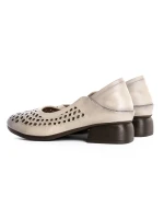 Pantofi cu Toc Gros 5889 CREAM | ADVANCER