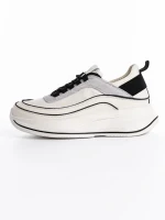 Pantofi Sport Dama din piele naturala 2228 CREAM-BLACK | FRANCO GERARDO