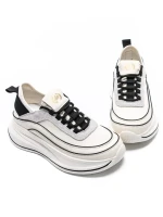 Pantofi Sport Dama din piele naturala 2228 CREAM-BLACK | FRANCO GERARDO