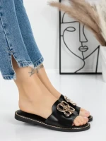 Papuci Dama cu Talpa Joasa 5PT3 BLACK | MEI