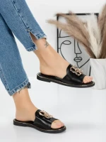 Papuci Dama cu Talpa Joasa 5PT3 BLACK | MEI