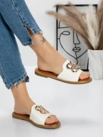 Papuci Dama cu Talpa Joasa 5PT3 WHITE | MEI