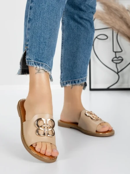 Papuci Dama cu Talpa Joasa 5PT3 BEIGE | MEI