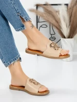 Papuci Dama cu Talpa Joasa 5PT3 BEIGE | MEI