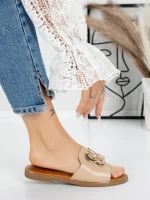Papuci Dama cu Talpa Joasa 5PT3 BEIGE | MEI