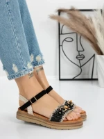 Sandale Dama cu Talpa Joasa 5GZ50 BLACK | MEI