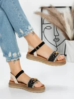 Sandale Dama cu Talpa Joasa 5GZ50 BLACK | MEI