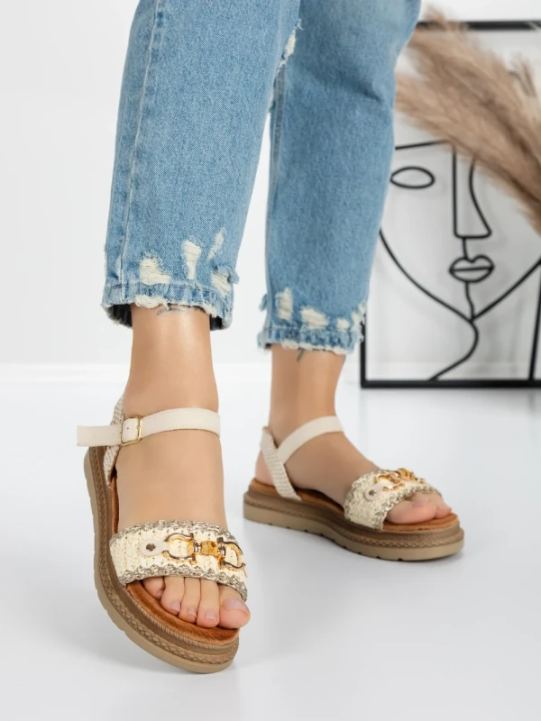 Sandale Dama cu Talpa Joasa 5GZ50 BEIGE | MEI
