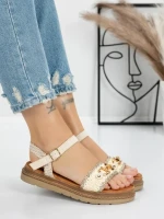 Sandale Dama cu Talpa Joasa 5GZ50 BEIGE | MEI