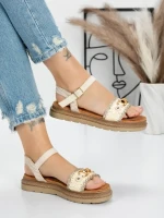 Sandale Dama cu Talpa Joasa 5GZ50 BEIGE | MEI