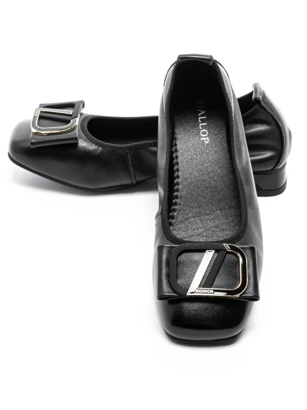 Balerini Dama din piele naturala 8561 BLACK | GALOP