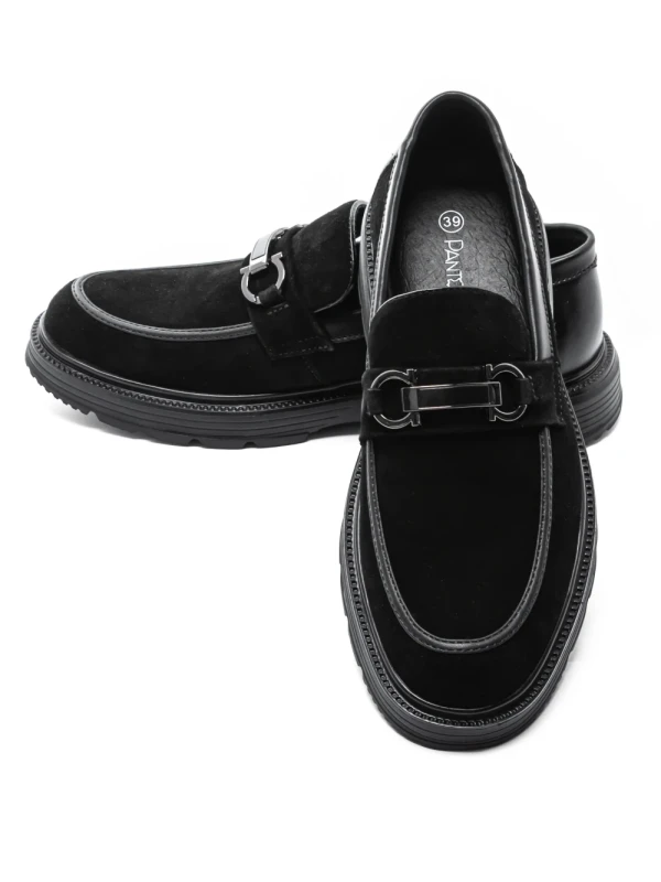 Mocasini Barbati din piele naturala 5NXE39 BLACK | PANTOFUL