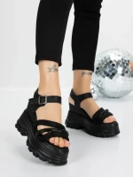 Sandale Dama cu Platforma 5WL37 ALL BLACK | MEI