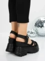 Sandale Dama cu Platforma 5WL37 ALL BLACK | MEI