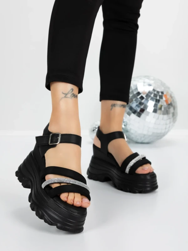 Sandale Dama cu Platforma 5WL37 BLACK-WHITE | MEI