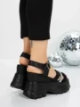 Sandale Dama cu Platforma 5WL37 BLACK-WHITE | MEI
