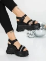 Sandale Dama cu Platforma 5WL37 BLACK-WHITE | MEI