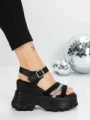 Sandale Dama cu Platforma 5WL37 BLACK-WHITE | MEI