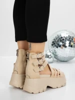 Sandale Dama cu Platforma 5WL17 BEIGE | MEI