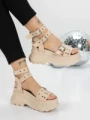 Sandale Dama cu Platforma 5WL25 BEIGE | MEI