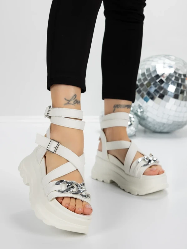 Sandale Dama cu Platforma 5WL55 WHITE | MEI