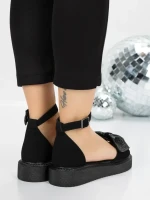 Sandale Dama cu Talpa Joasa 5H22 BLACK | MEI
