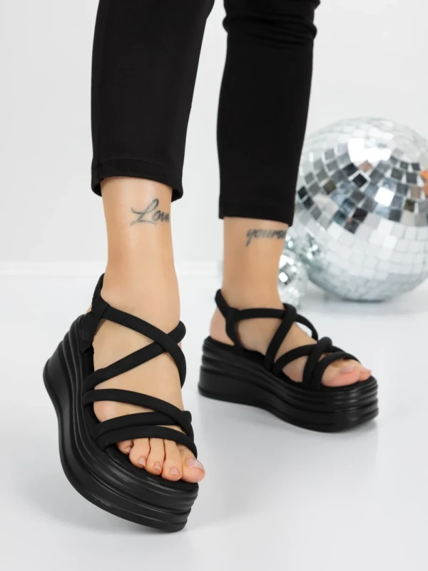Sandale Dama cu Platforma 5H26 BLACK | MEI