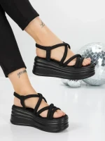 Sandale Dama cu Platforma 5H26 BLACK | MEI