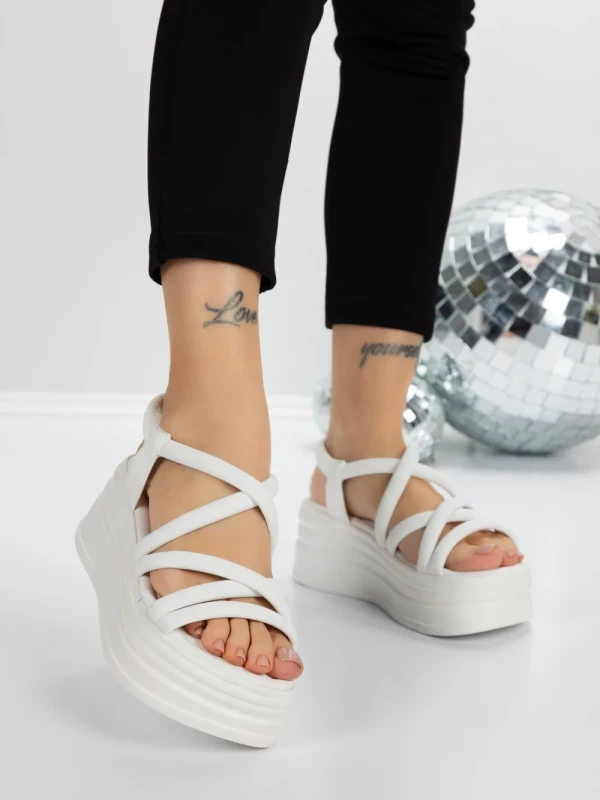 Sandale Dama cu Platforma 5H26 WHITE | MEI
