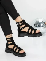 Sandale Dama cu Talpa Joasa 5HXS11 BLACK | MEI