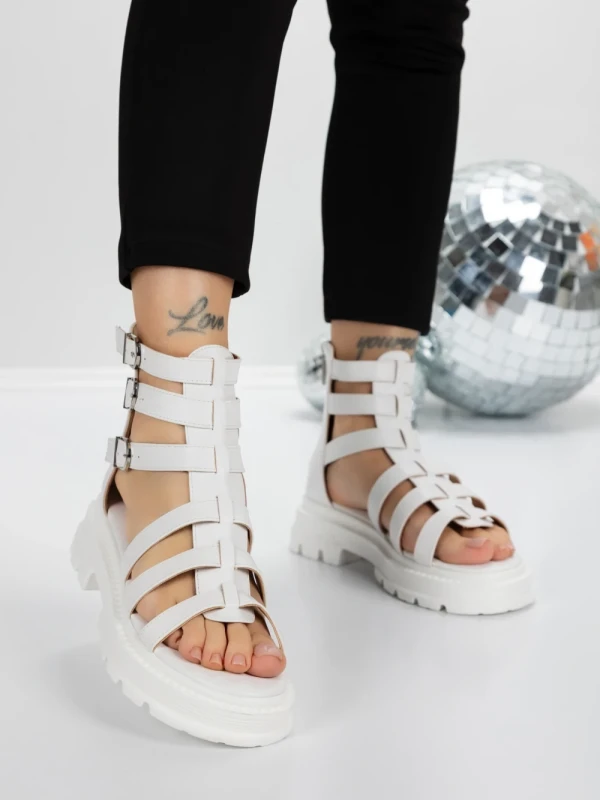 Sandale Dama cu Talpa Joasa 5HXS11 WHITE | MEI