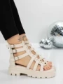 Sandale Dama cu Talpa Joasa 5HXS11 BEIGE | MEI