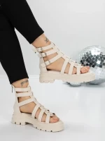 Sandale Dama cu Talpa Joasa 5HXS11 BEIGE | MEI