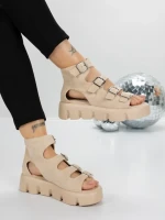 Sandale Dama cu Platforma 5HXS17 BEIGE | MEI