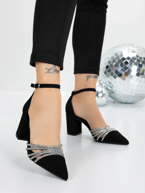 Pantofi cu Toc Gros 5XKK8PD BLACK | MEI