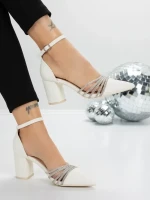 Pantofi cu Toc Gros 5XKK8PD WHITE | MEI