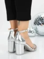 Pantofi cu Toc Gros 5XKK8PD SILVER | MEI