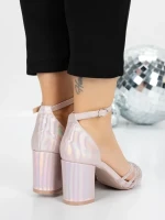 Pantofi cu Toc Gros 5XKK8PD CHAMPAGNE | MEI