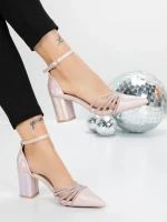Pantofi cu Toc Gros 5XKK8PD CHAMPAGNE | MEI