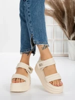 Sandale Dama cu Platforma 8577 BEIGE | MEI