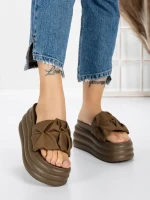 Papuci Dama cu Platforma 8587 BROWN | MEI