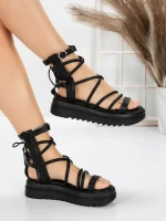 Sandale Dama cu Talpa Joasa 3AW301 BLACK | MEI