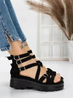 Sandale Dama cu Talpa Joasa 5HXS15 BLACK | MEI