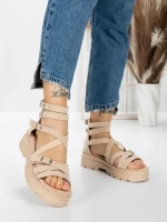 Sandale Dama cu Talpa Joasa 5HXS15 BEIGE | MEI