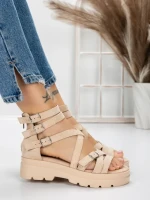 Sandale Dama cu Talpa Joasa 5HXS15 BEIGE | MEI