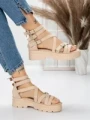 Sandale Dama cu Talpa Joasa 5HXS15 BEIGE | MEI