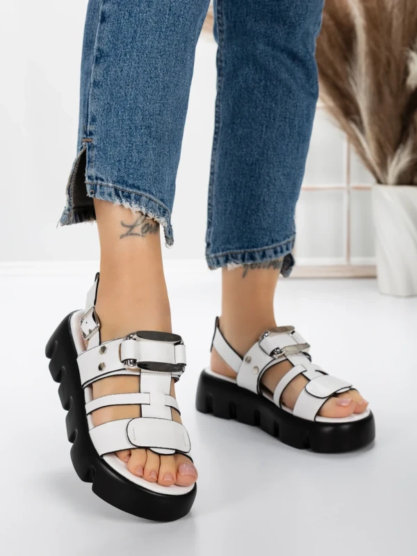 Sandale Dama cu Talpa Joasa 5HXS18 WHITE | MEI