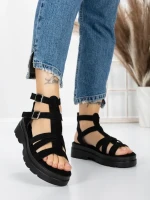Sandale Dama cu Talpa Joasa 5HXS20 BLACK | MEI