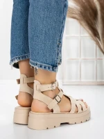 Sandale Dama cu Talpa Joasa 5HXS20 BEIGE | MEI